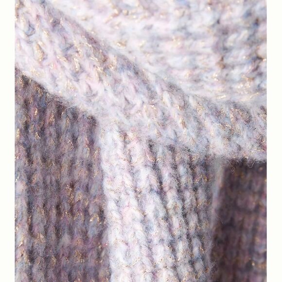 New Anthropologie Maeve Chunky Knit Metallic Scarf Purple - Picture 3 of 4